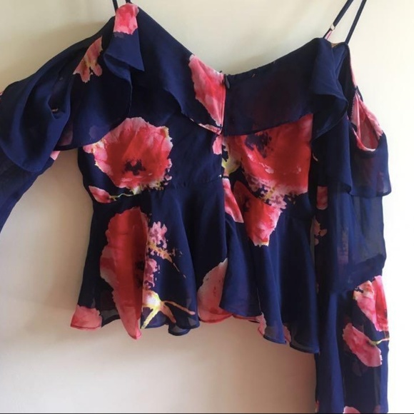 Essue Floral Blouse - Navy and Pink - Picture 4 of 5